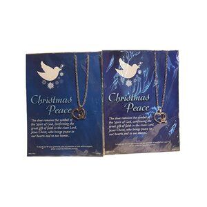 Gold-Tone Heart & Dove Christmas Peace Pendant Necklace St. Josephs Indian Schoo